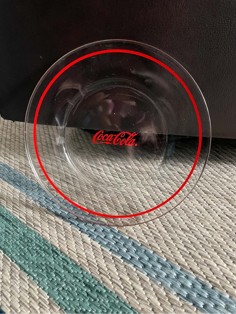 Vintage Coca-Cola Clear Glass Serving Plate / Tray – Red Logo Collectible